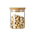 Hot selling 8 oz bamboo lid round glass storage cup jar